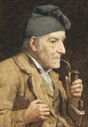 An old man smoking